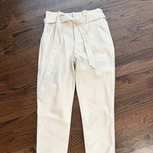 Lucy Paris Cream Tie-Waist Trousers